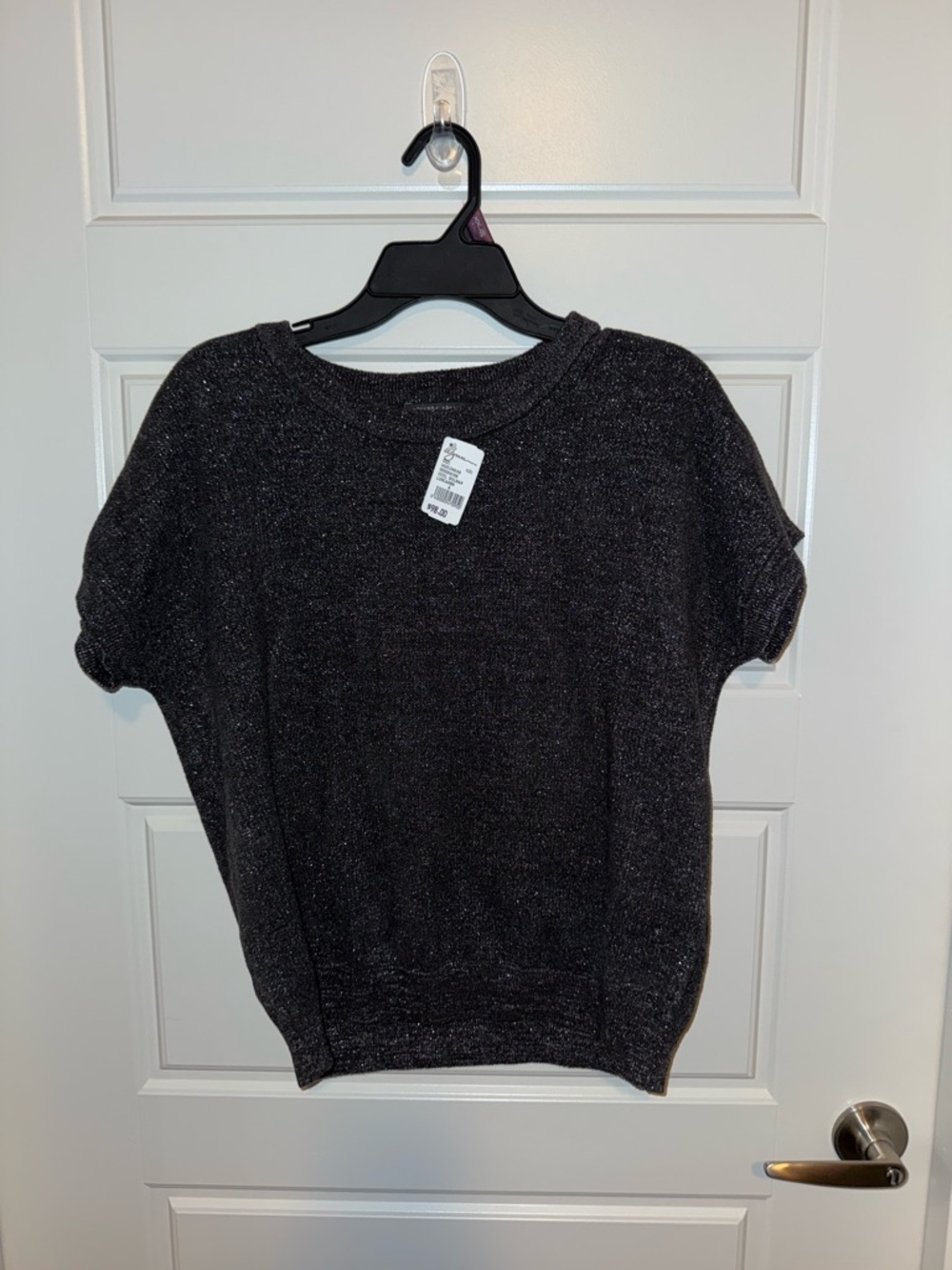 Barefoot Dreams Black Metallic Short Sleeve Sweater